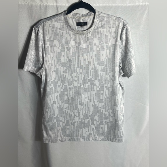 Alfani Men’s Stretch Geometric Print T-Shirt White Gray Size Small Short Sleeve - Picture 1 of 6